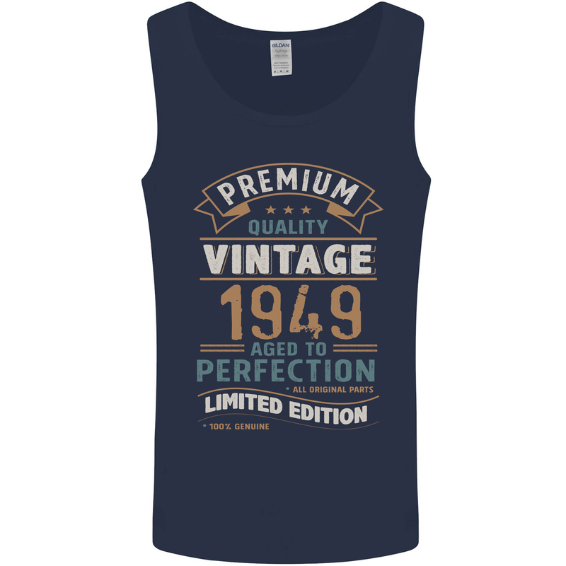 Premium Vintage 74th Birthday 1949 Mens Vest Tank Top Navy Blue