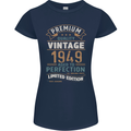 Premium Vintage 74th Birthday 1949 Womens Petite Cut T-Shirt Navy Blue