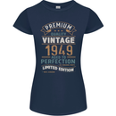 Premium Vintage 74th Birthday 1949 Womens Petite Cut T-Shirt Navy Blue