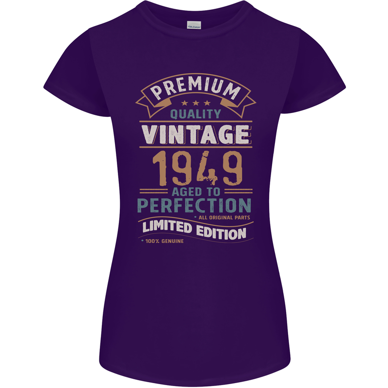 Premium Vintage 74th Birthday 1949 Womens Petite Cut T-Shirt Purple