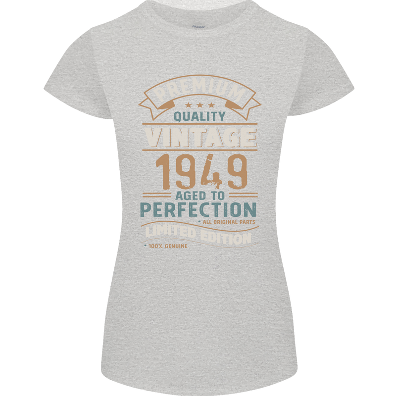 Premium Vintage 74th Birthday 1949 Womens Petite Cut T-Shirt Sports Grey