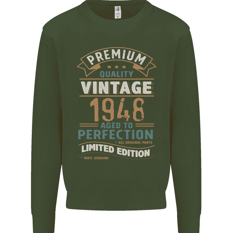 Premium Vintage 75th Birthday 1948 Mens Sweatshirt Jumper Forest Green