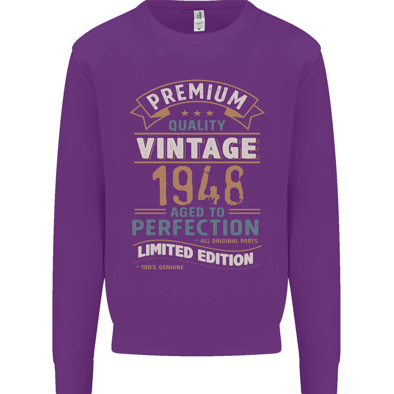 Premium Vintage 75th Birthday 1948 Mens Sweatshirt Jumper Purple