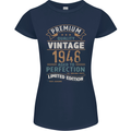 Premium Vintage 75th Birthday 1948 Womens Petite Cut T-Shirt Navy Blue