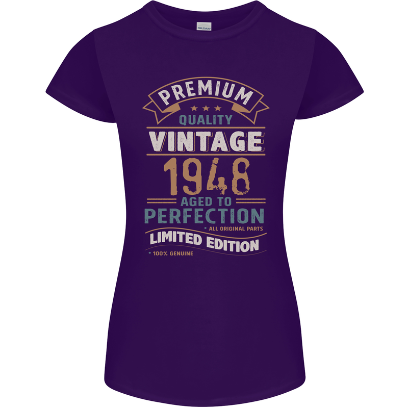 Premium Vintage 75th Birthday 1948 Womens Petite Cut T-Shirt Purple