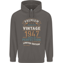 Premium Vintage 76th Birthday 1947 Mens 80% Cotton Hoodie Charcoal