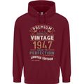 Premium Vintage 76th Birthday 1947 Mens 80% Cotton Hoodie Maroon