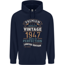 Premium Vintage 76th Birthday 1947 Mens 80% Cotton Hoodie Navy Blue