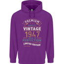 Premium Vintage 76th Birthday 1947 Mens 80% Cotton Hoodie Purple
