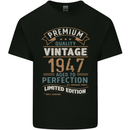 Premium Vintage 76th Birthday 1947 Mens Cotton T-Shirt Tee Top Black