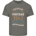 Premium Vintage 76th Birthday 1947 Mens Cotton T-Shirt Tee Top Charcoal