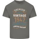 Premium Vintage 76th Birthday 1947 Mens Cotton T-Shirt Tee Top Charcoal