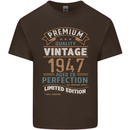 Premium Vintage 76th Birthday 1947 Mens Cotton T-Shirt Tee Top Dark Chocolate