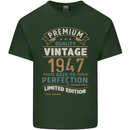 Premium Vintage 76th Birthday 1947 Mens Cotton T-Shirt Tee Top Forest Green