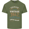 Premium Vintage 76th Birthday 1947 Mens Cotton T-Shirt Tee Top Military Green