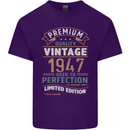 Premium Vintage 76th Birthday 1947 Mens Cotton T-Shirt Tee Top Purple