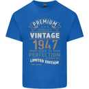 Premium Vintage 76th Birthday 1947 Mens Cotton T-Shirt Tee Top Royal Blue