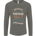 Premium Vintage 76th Birthday 1947 Mens Long Sleeve T-Shirt Charcoal