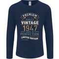 Premium Vintage 76th Birthday 1947 Mens Long Sleeve T-Shirt Navy Blue
