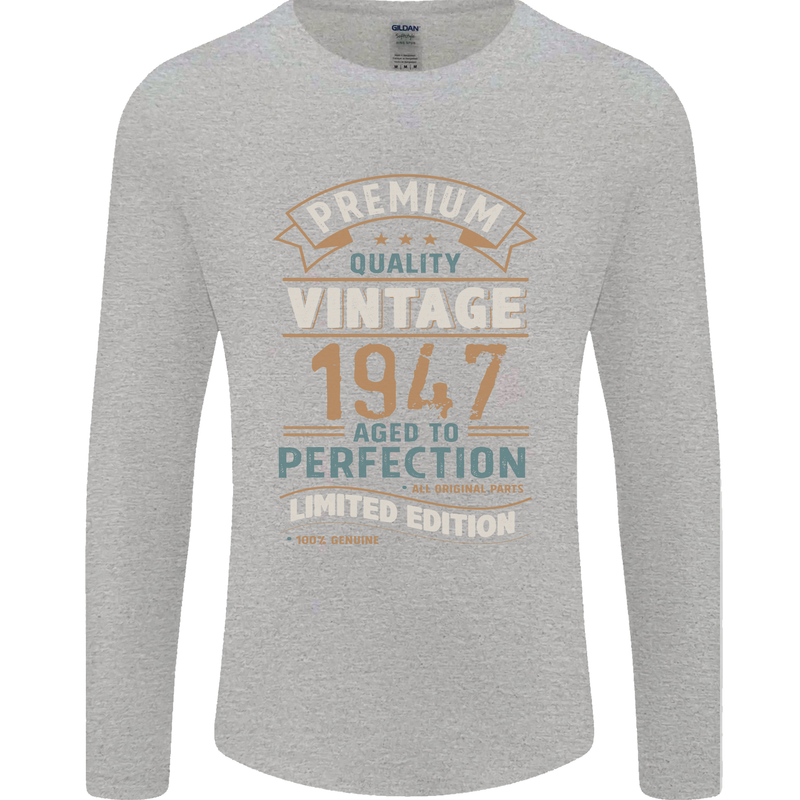 Premium Vintage 76th Birthday 1947 Mens Long Sleeve T-Shirt Sports Grey
