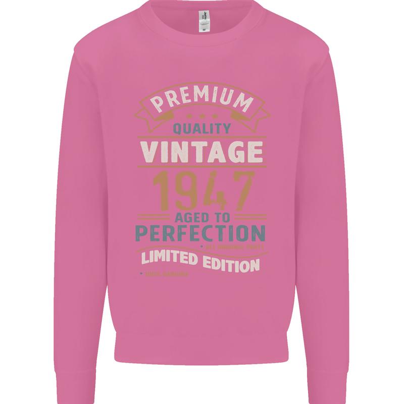 Premium Vintage 76th Birthday 1947 Mens Sweatshirt Jumper Azalea