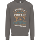 Premium Vintage 76th Birthday 1947 Mens Sweatshirt Jumper Charcoal