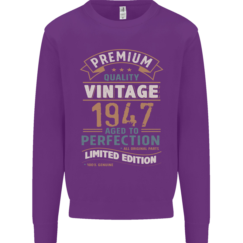 Premium Vintage 76th Birthday 1947 Mens Sweatshirt Jumper Purple