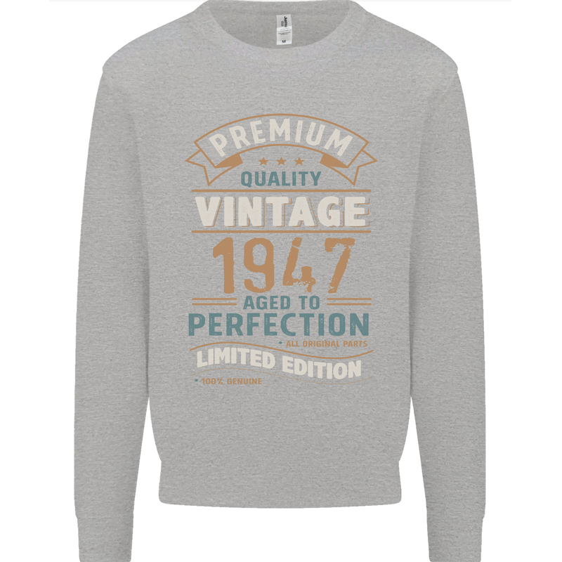 Premium Vintage 76th Birthday 1947 Mens Sweatshirt Jumper Sports Grey