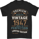Premium Vintage 76th Birthday 1947 Mens T-Shirt 100% Cotton Black