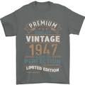 Premium Vintage 76th Birthday 1947 Mens T-Shirt 100% Cotton Charcoal