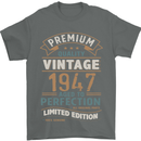 Premium Vintage 76th Birthday 1947 Mens T-Shirt 100% Cotton Charcoal