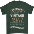 Premium Vintage 76th Birthday 1947 Mens T-Shirt 100% Cotton Forest Green