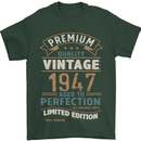 Premium Vintage 76th Birthday 1947 Mens T-Shirt 100% Cotton Forest Green