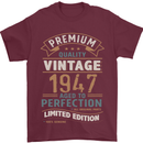 Premium Vintage 76th Birthday 1947 Mens T-Shirt 100% Cotton Maroon