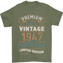 Premium Vintage 76th Birthday 1947 Mens T-Shirt 100% Cotton Military Green
