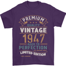 Premium Vintage 76th Birthday 1947 Mens T-Shirt 100% Cotton Purple