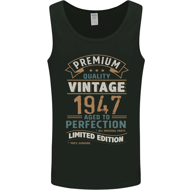 Premium Vintage 76th Birthday 1947 Mens Vest Tank Top Black