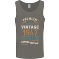 Premium Vintage 76th Birthday 1947 Mens Vest Tank Top Charcoal