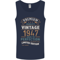 Premium Vintage 76th Birthday 1947 Mens Vest Tank Top Navy Blue