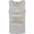 Premium Vintage 76th Birthday 1947 Mens Vest Tank Top Sports Grey