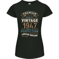 Premium Vintage 76th Birthday 1947 Womens Petite Cut T-Shirt Black