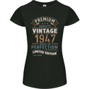 Premium Vintage 76th Birthday 1947 Womens Petite Cut T-Shirt Black