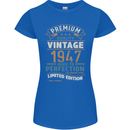 Premium Vintage 76th Birthday 1947 Womens Petite Cut T-Shirt Royal Blue