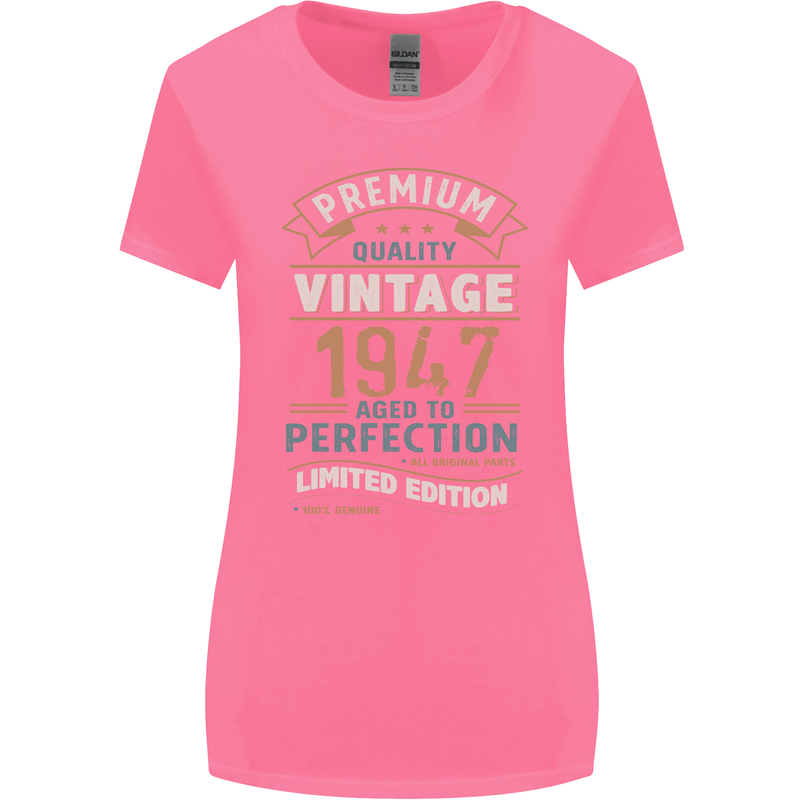 Premium Vintage 76th Birthday 1947 Womens Wider Cut T-Shirt Azalea