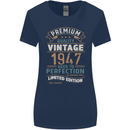 Premium Vintage 76th Birthday 1947 Womens Wider Cut T-Shirt Navy Blue