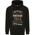 Premium Vintage 77th Birthday 1946 Mens 80% Cotton Hoodie Black
