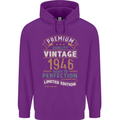 Premium Vintage 77th Birthday 1946 Mens 80% Cotton Hoodie Purple