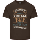 Premium Vintage 77th Birthday 1946 Mens Cotton T-Shirt Tee Top Dark Chocolate
