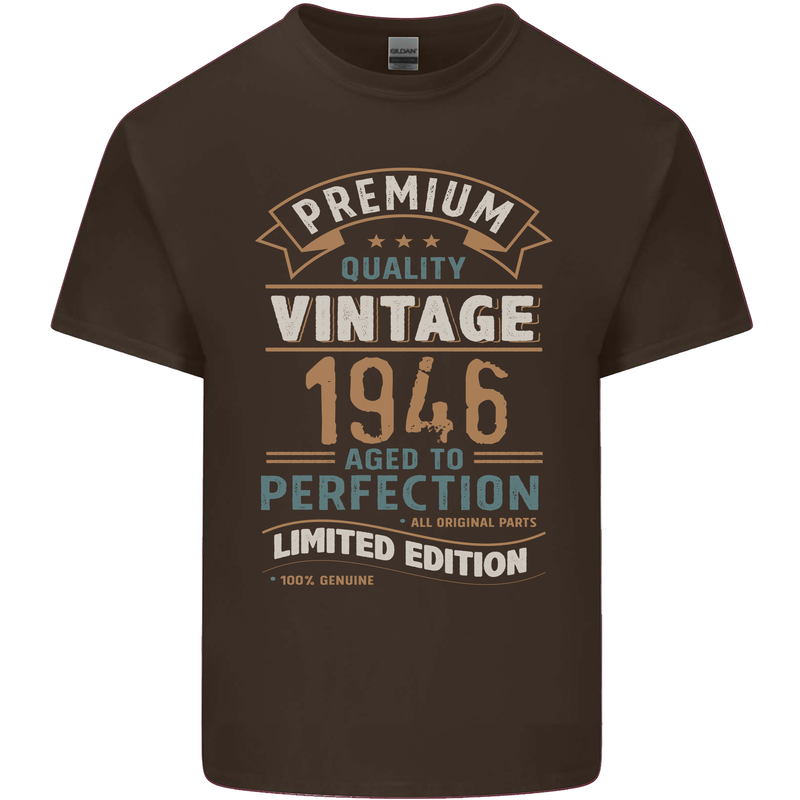 Premium Vintage 77th Birthday 1946 Mens Cotton T-Shirt Tee Top Dark Chocolate