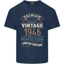 Premium Vintage 77th Birthday 1946 Mens Cotton T-Shirt Tee Top Navy Blue